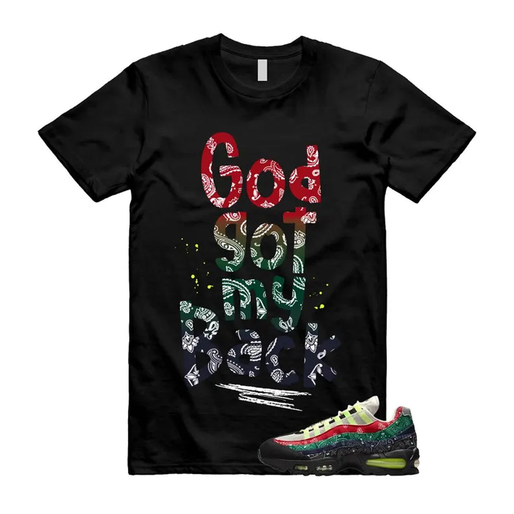 Air Max 95 Paisley Bandana Big Bubble Neon Volt Red Green Black Navy Shirt To Match God Got My Back T-Shirt 2026