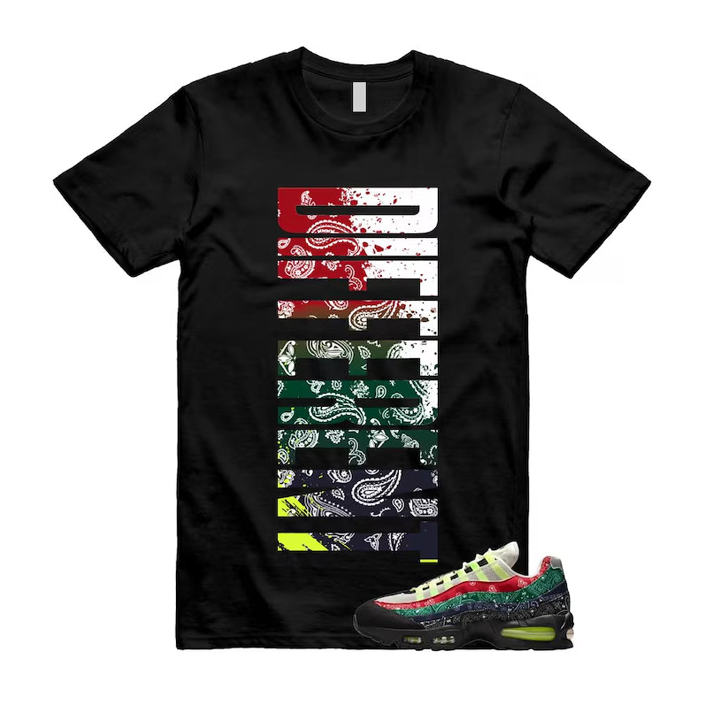Air Max 95 Paisley Bandana Big Bubble Neon Volt Red Green Black Navy Shirt To Match Different T-Shirt 2026