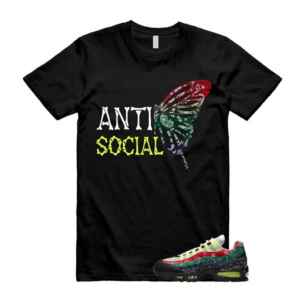 Air Max 95 Paisley Bandana Big Bubble Neon Volt Red Green Black Navy Shirt To Match Anti Social Butterfly T-Shirt 2026