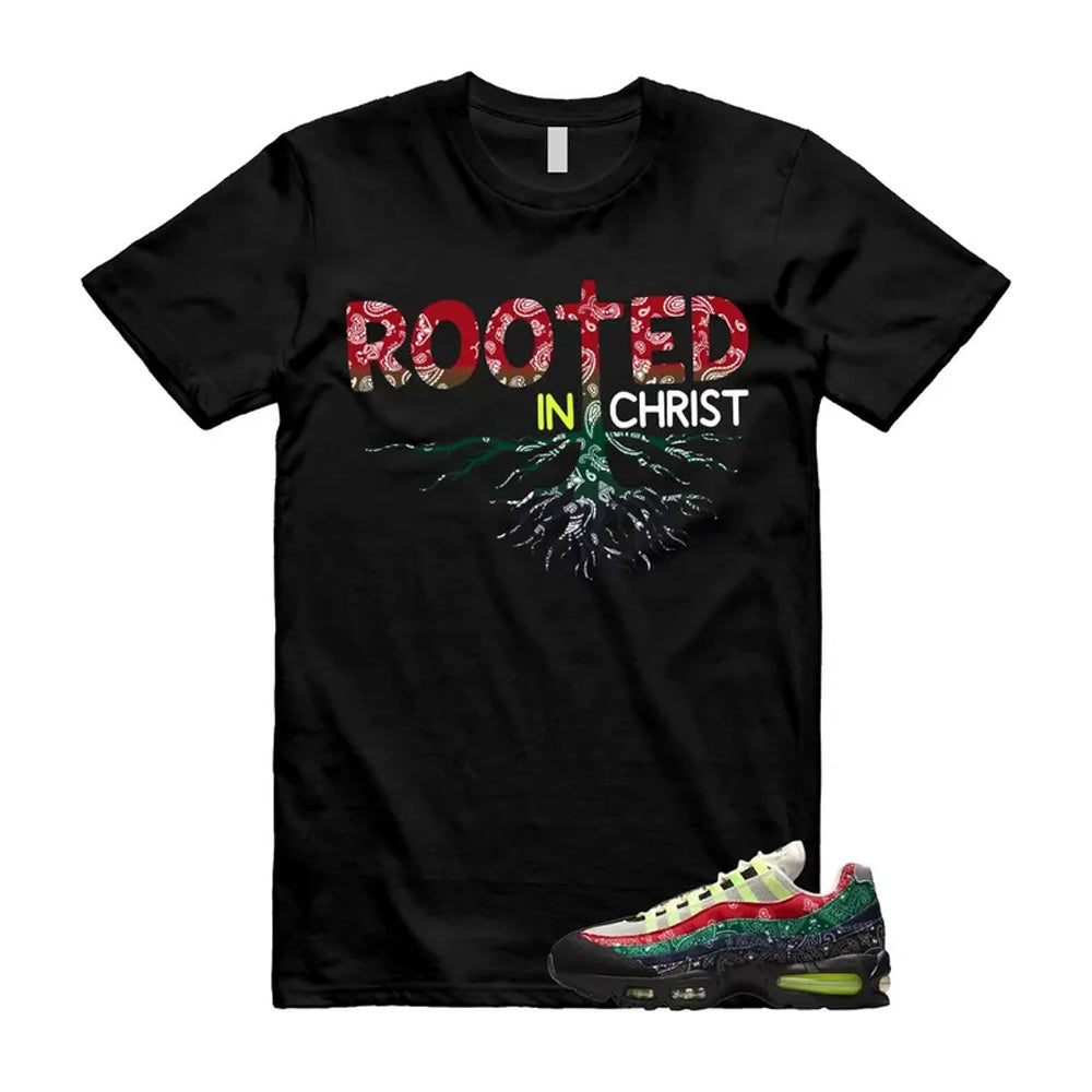 Air Max 95 Paisley Bandana Big Bubble Neon Volt Red Green Black Navy Shirt To Match Rooted T-Shirt 2026
