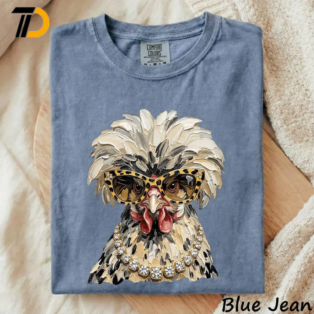 Glam Chicken Comfort Colors Shirt, Funny Chicken Shirt, Farmhouse Crazy Chicken Lady Gift For Girl, Chicken Lover Gift