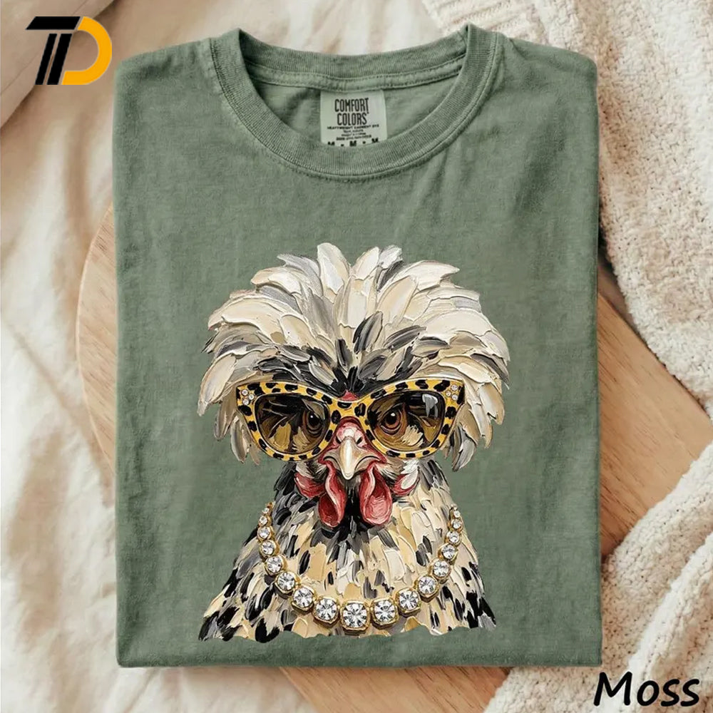 Glam Chicken Comfort Colors Shirt, Funny Chicken Shirt, Farmhouse Crazy Chicken Lady Gift For Girl, Chicken Lover Gift