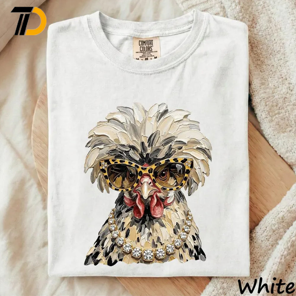 Glam Chicken Comfort Colors Shirt, Funny Chicken Shirt, Farmhouse Crazy Chicken Lady Gift For Girl, Chicken Lover Gift