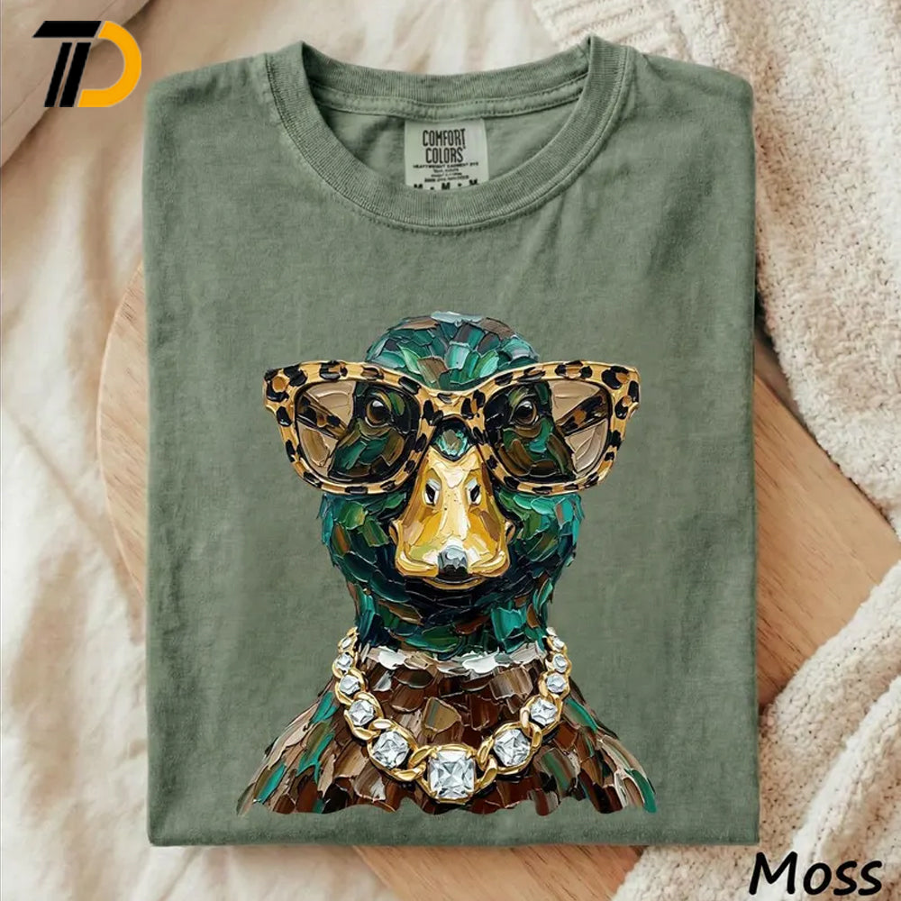 Glam Mallard Duck Shirt, Comfort Colors Shirt, Duck Hunting Wife Shirt, Duck Lover Gift For Girl Bird Lover Shirt