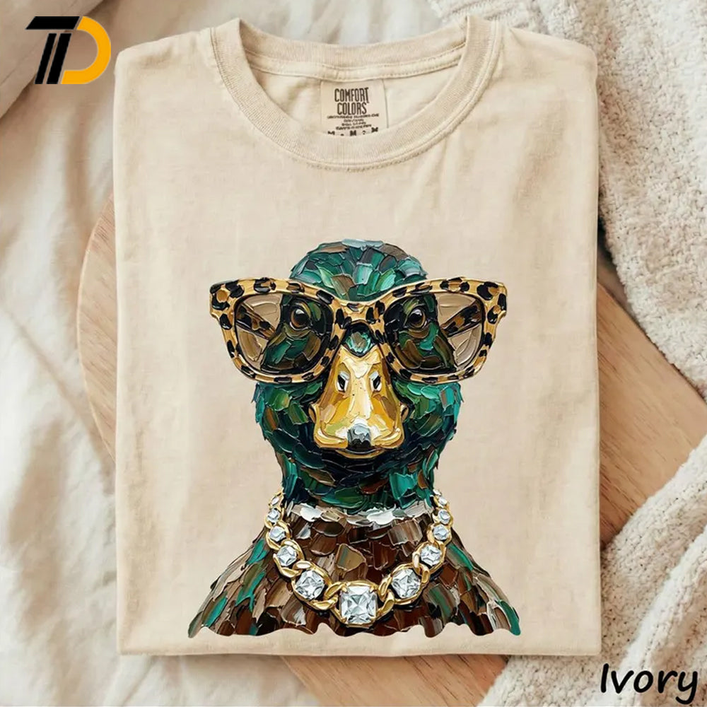 Glam Mallard Duck Shirt, Comfort Colors Shirt, Duck Hunting Wife Shirt, Duck Lover Gift For Girl Bird Lover Shirt