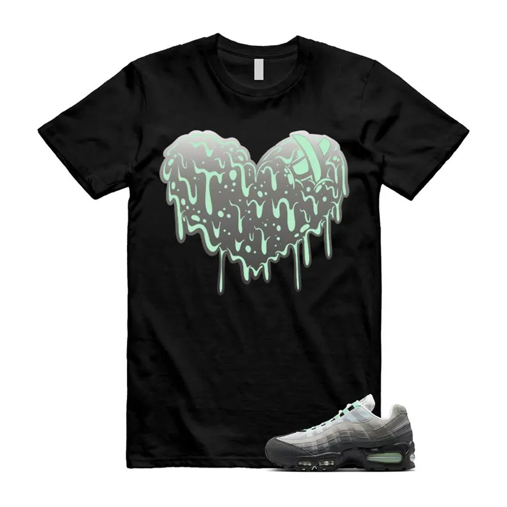 Air Max 95 Fresh Mint Big Bubble Black White Grey Shirt To Match Drippy Heart T-Shirt 2026