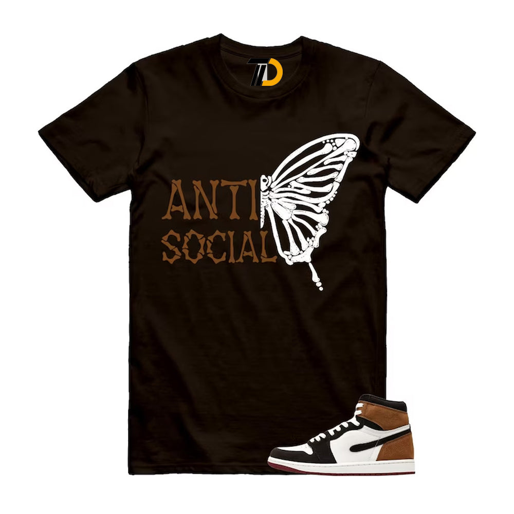1 Love Letter Shadow Brown White Light British Tan Air High 2026 Shirt To Match Anti Social Butterfly T-Shirt