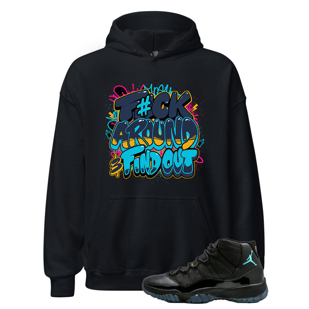 Jordan 11 Gamma Blue Hoodie To Match F#ck Around & Find Out 378037-006 Match Sneaker Tee