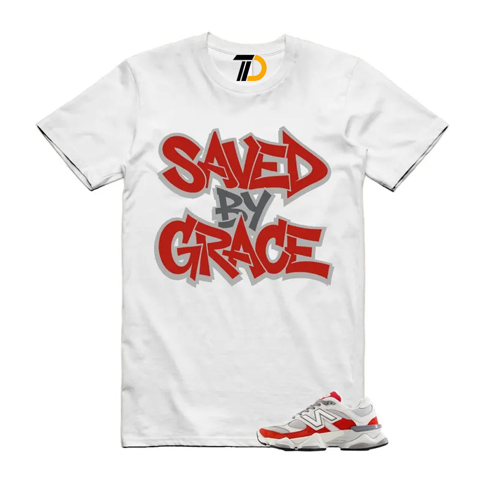 9060 White Red Grey Shirt To Match Saved By Grace Streetwear T-Shirt 2025