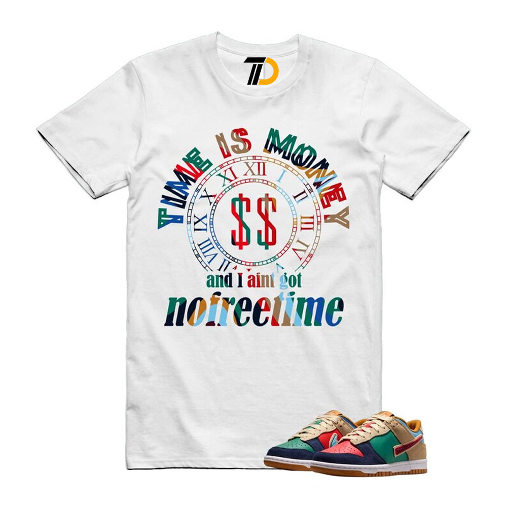 Dunk Midnight Navy Green Noise Low GS Mismatched Shirt To Match Time Is Money Streetwear T-Shirt 2026