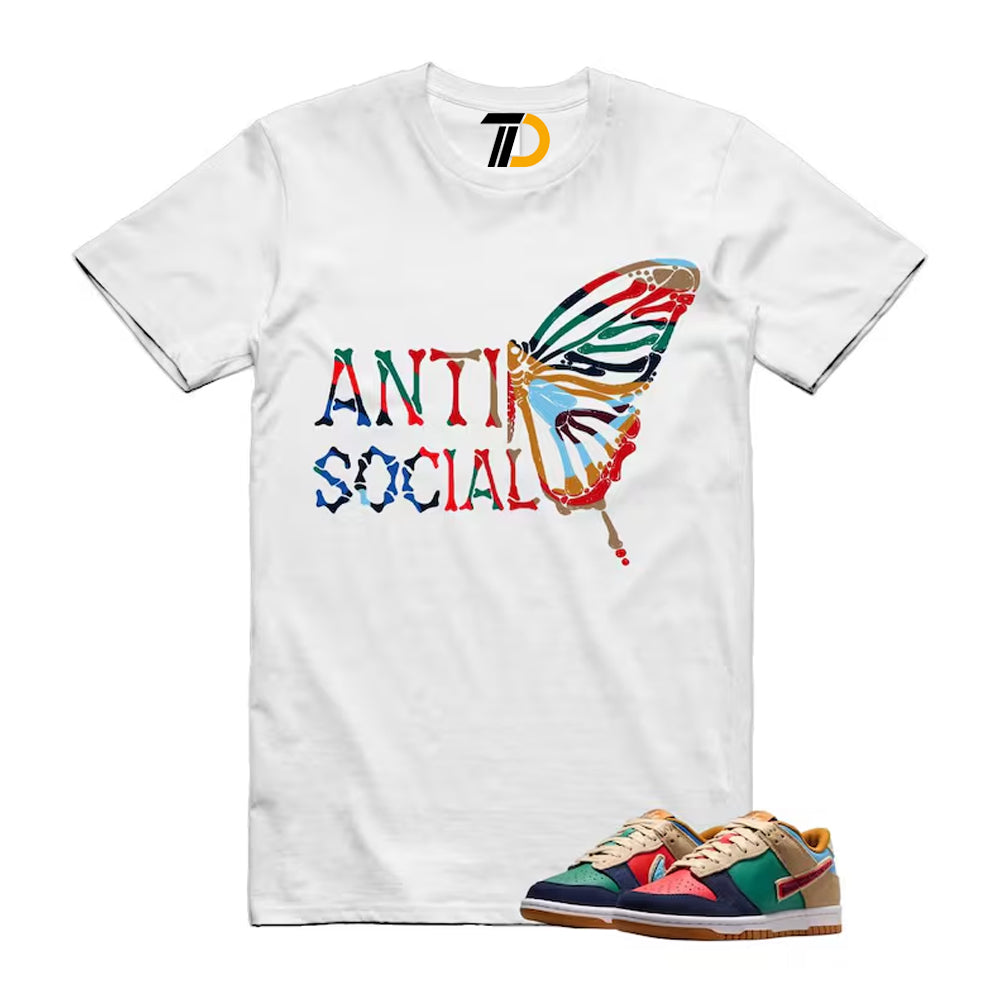 Dunk Midnight Navy Green Noise Low GS Mismatched Shirt To Match Anti Social Butterfly Streetwear T-Shirt 2026