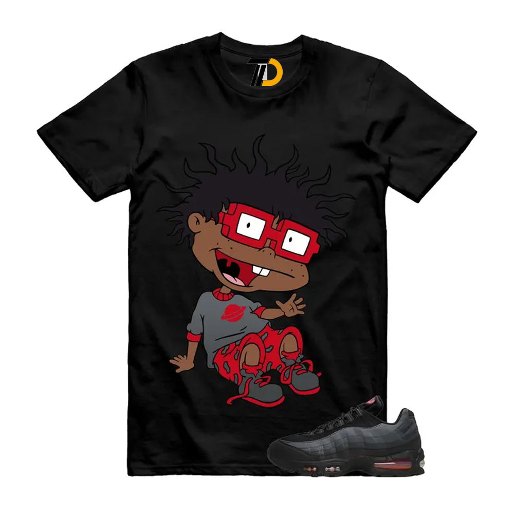 Air Max 95 Big Bubble Black Anthracite Dark Smoke Grey Red Shirt To Match Finster Streetwear T-Shirt 2026