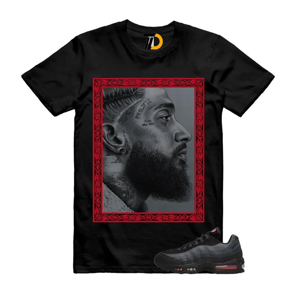 Air Max 95 Big Bubble Black Anthracite Dark Smoke Grey Red Shirt To Match Nip Streetwear T-Shirt 2026