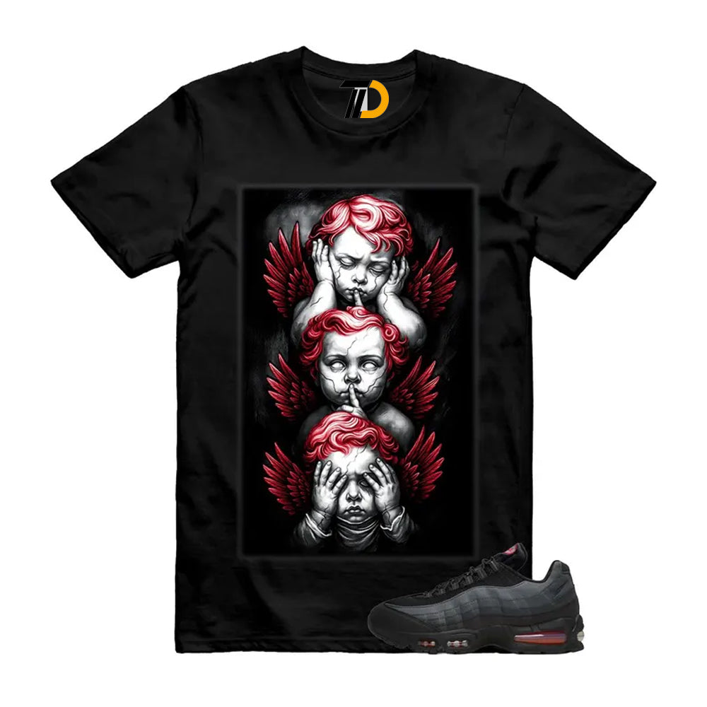 Air Max 95 Big Bubble Black Anthracite Dark Smoke Grey Red Shirt To Match No Evil Streetwear T-Shirt 2026