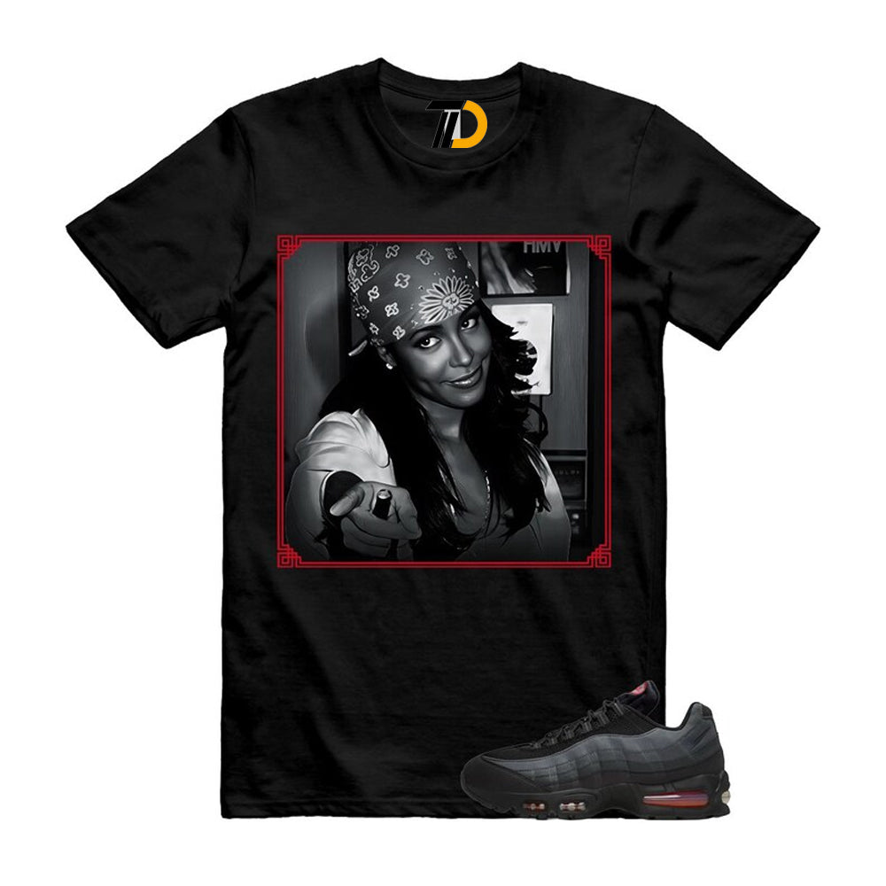 Air Max 95 Big Bubble Black Anthracite Dark Smoke Grey Red Shirt To Match Liyah Streetwear T-Shirt 2026