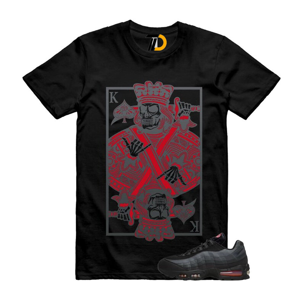 Air Max 95 Big Bubble Black Anthracite Dark Smoke Grey Red Shirt To Match King Card Streetwear T-Shirt 2026