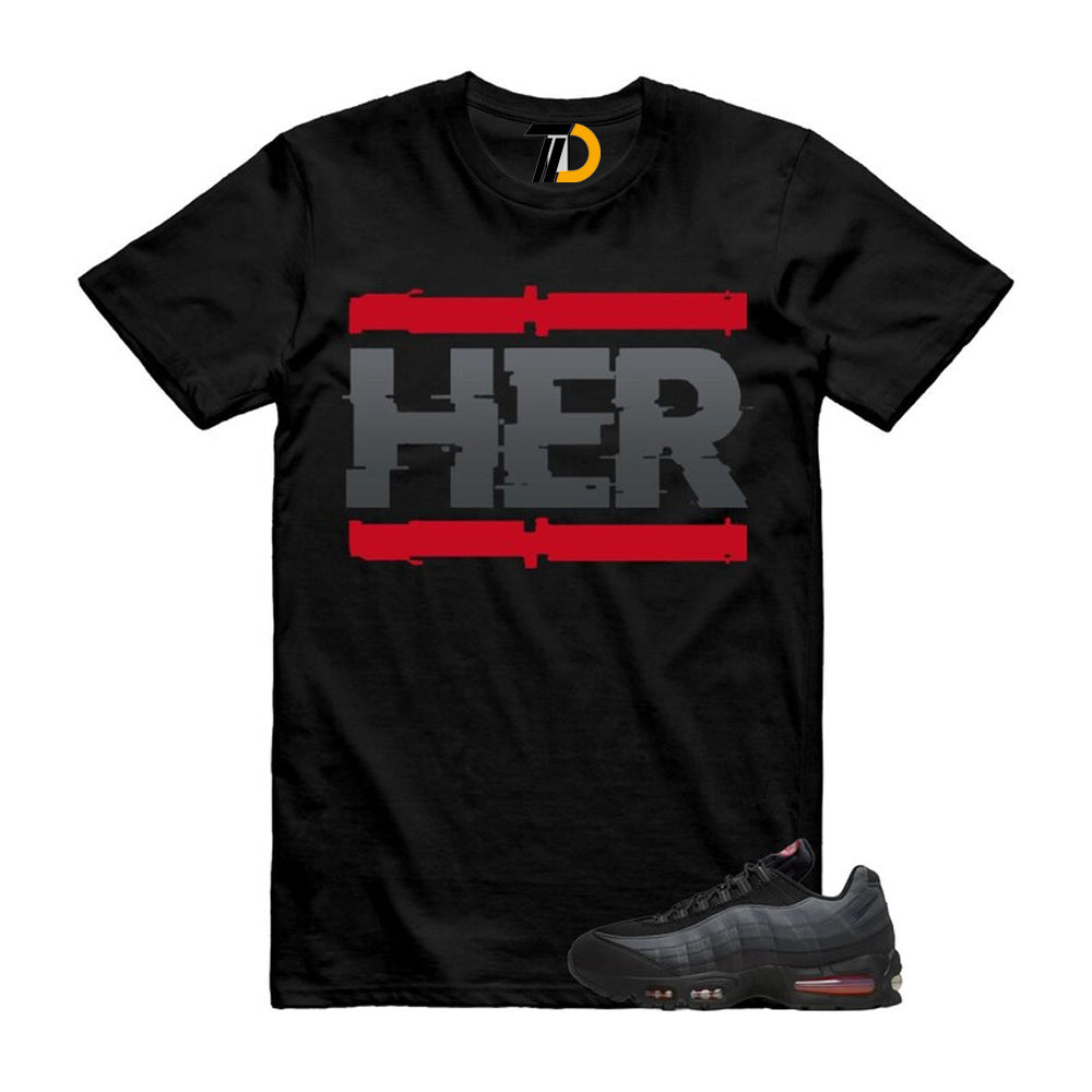 Air Max 95 Big Bubble Black Anthracite Dark Smoke Grey Red Shirt To Match Her Streetwear T-Shirt 2026