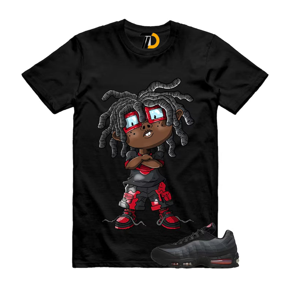 Air Max 95 Big Bubble Black Anthracite Dark Smoke Grey Red Shirt To Match Chongo Streetwear T-Shirt 2026