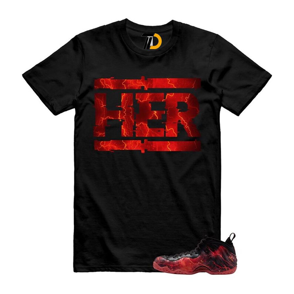 Foamposite One Stranger Black Bright Crimson Off Noir Red Lightning Stormy Air Shirt To Match Her Streetwear T-Shirt 2026