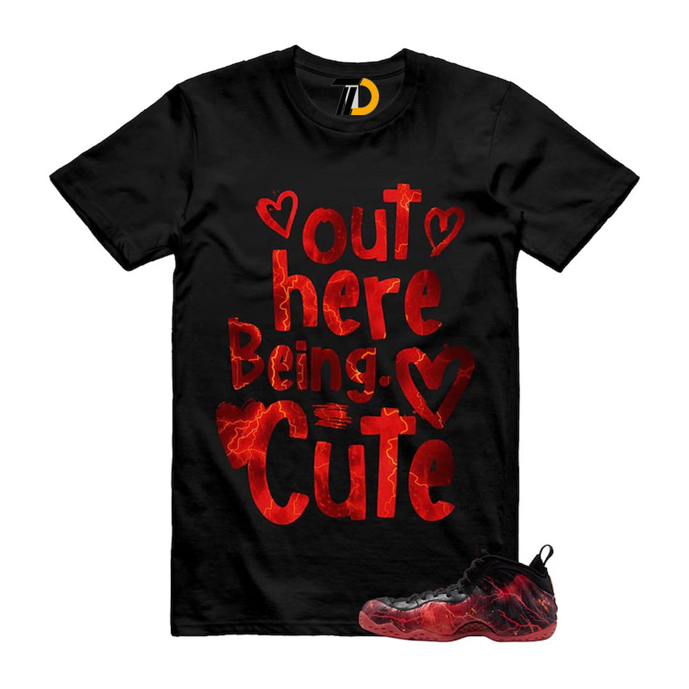 Foamposite One Stranger Black Bright Crimson Off Noir Red Lightning Stormy Air Shirt To Match Out Here Being Cute Streetwear T-Shirt 2026