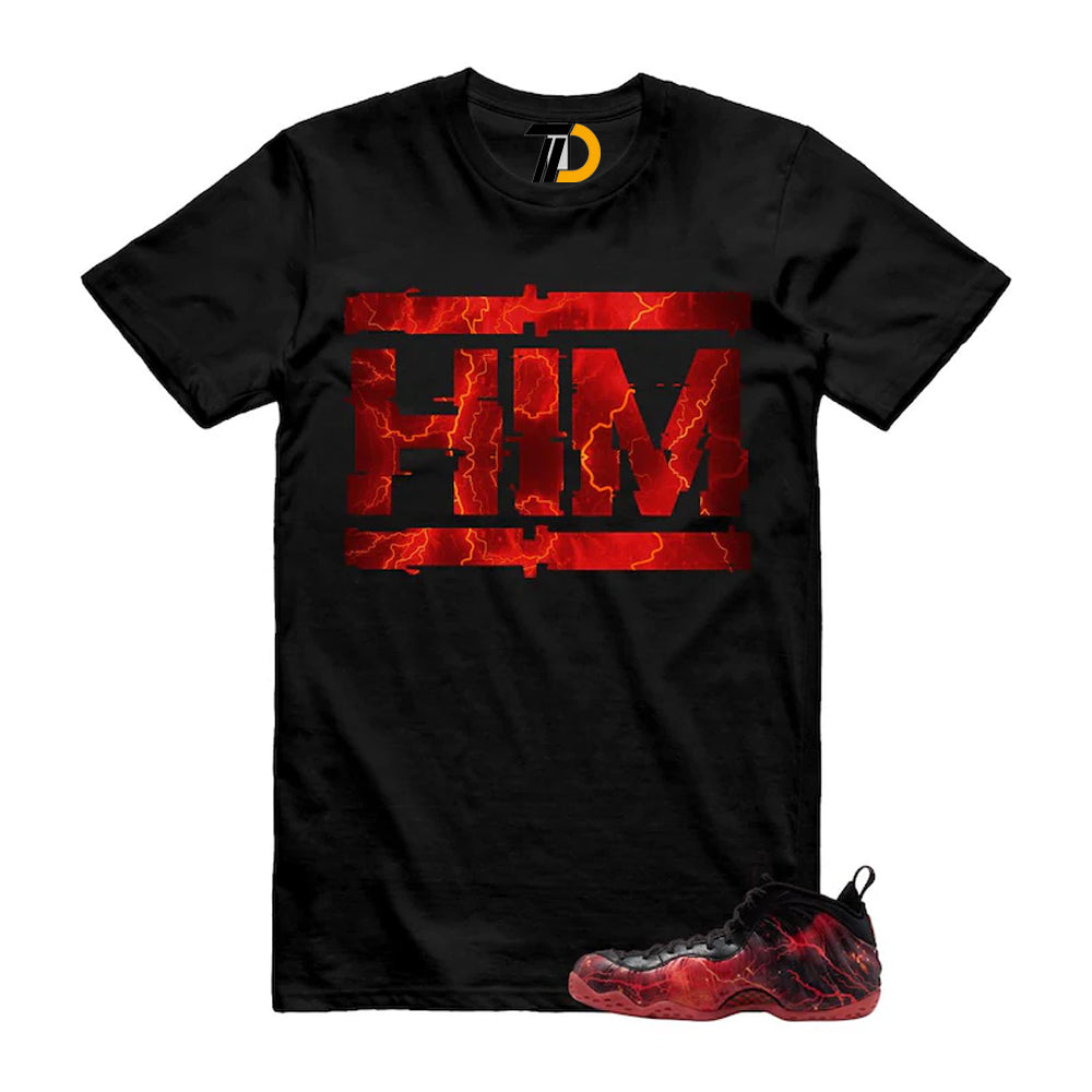 Foamposite One Stranger Black Bright Crimson Off Noir Red Lightning Stormy Air Shirt To Match Him Streetwear T-Shirt 2026