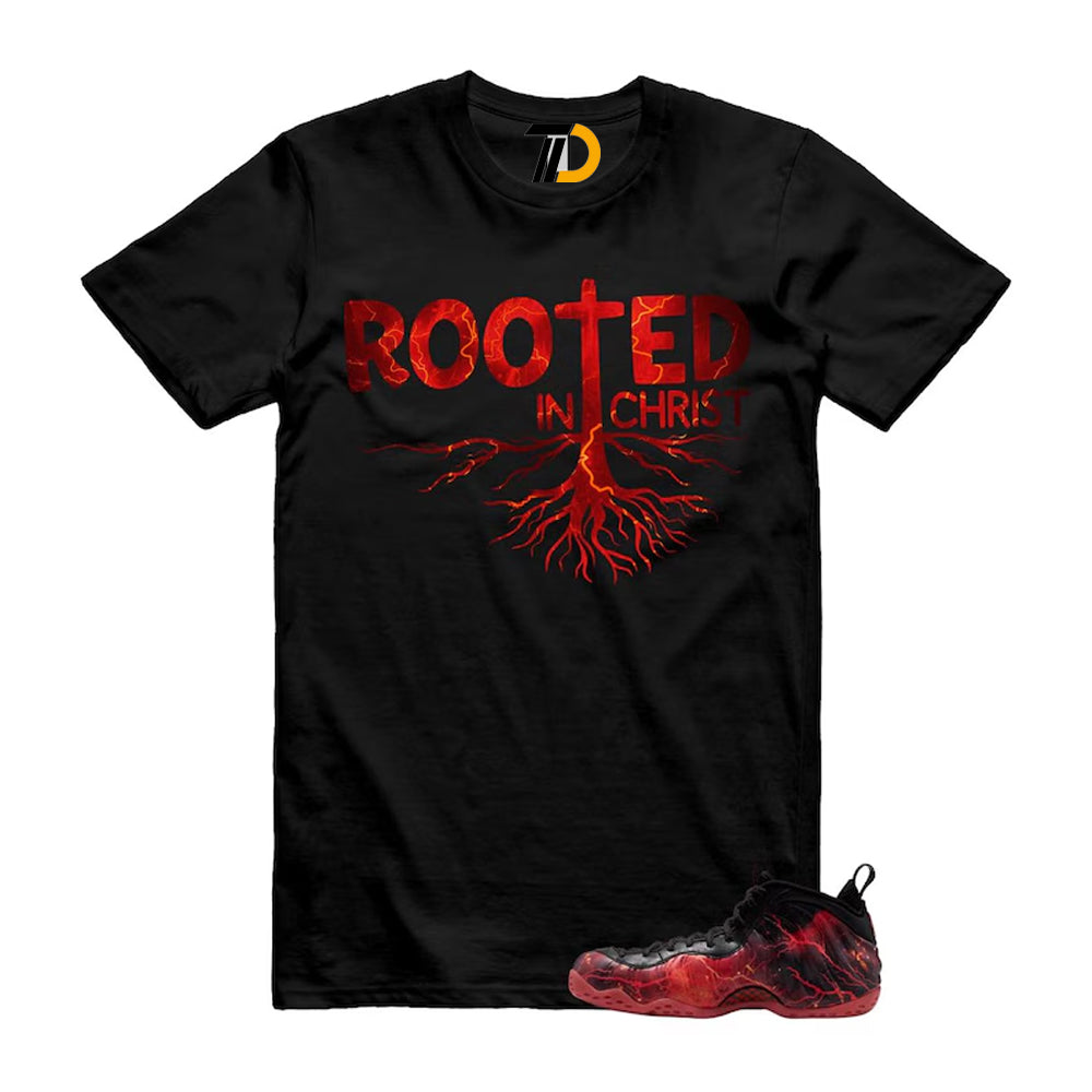 Foamposite One Stranger Black Bright Crimson Off Noir Red Lightning Stormy Air Shirt To Match Rooted In Christ Streetwear T-Shirt 2026