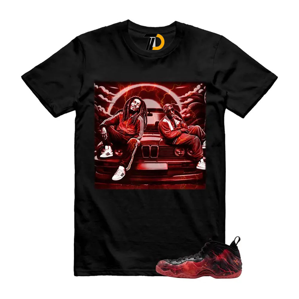 Foamposite One Stranger Black Bright Crimson Off Noir Red Lightning Stormy Air Shirt To Match Bob Pac Streetwear T-Shirt 2026