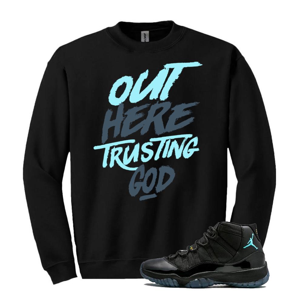 11 Retro Gamma Blue Sweatshirt To Match Out Here Trusting God Sweatshirt 2025
