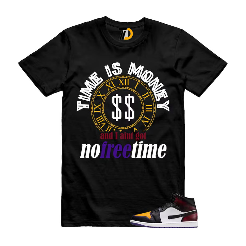 1 LA to Chicago Black White Red Court Purple Yellow Mid Shirt To Match Time Is Money T-Shirt 2026