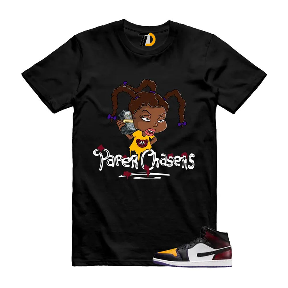 1 LA to Chicago Black White Red Court Purple Yellow Mid Shirt To Match Paper Chasers T-Shirt 2026