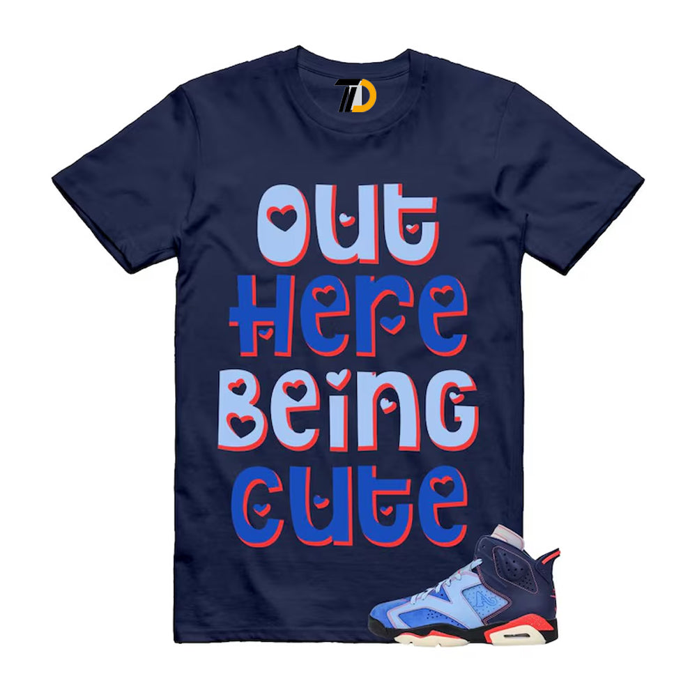 6 Blueberry Awake NY Midnight Navy Infrared 23 Game Shirt To Match Out Here Being Cute T-Shirt 2026