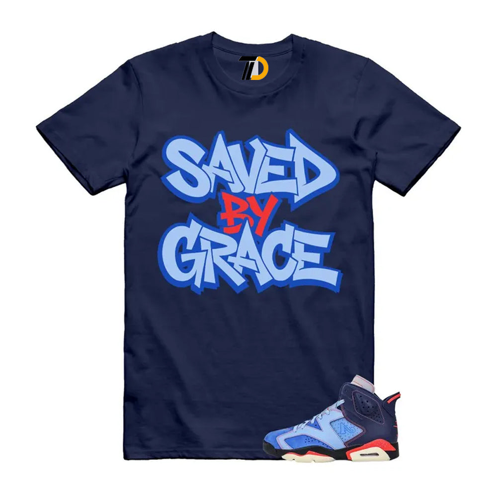6 Blueberry Awake NY Midnight Navy Infrared 23 Game Shirt To Match Saved By Grace T-Shirt 2026