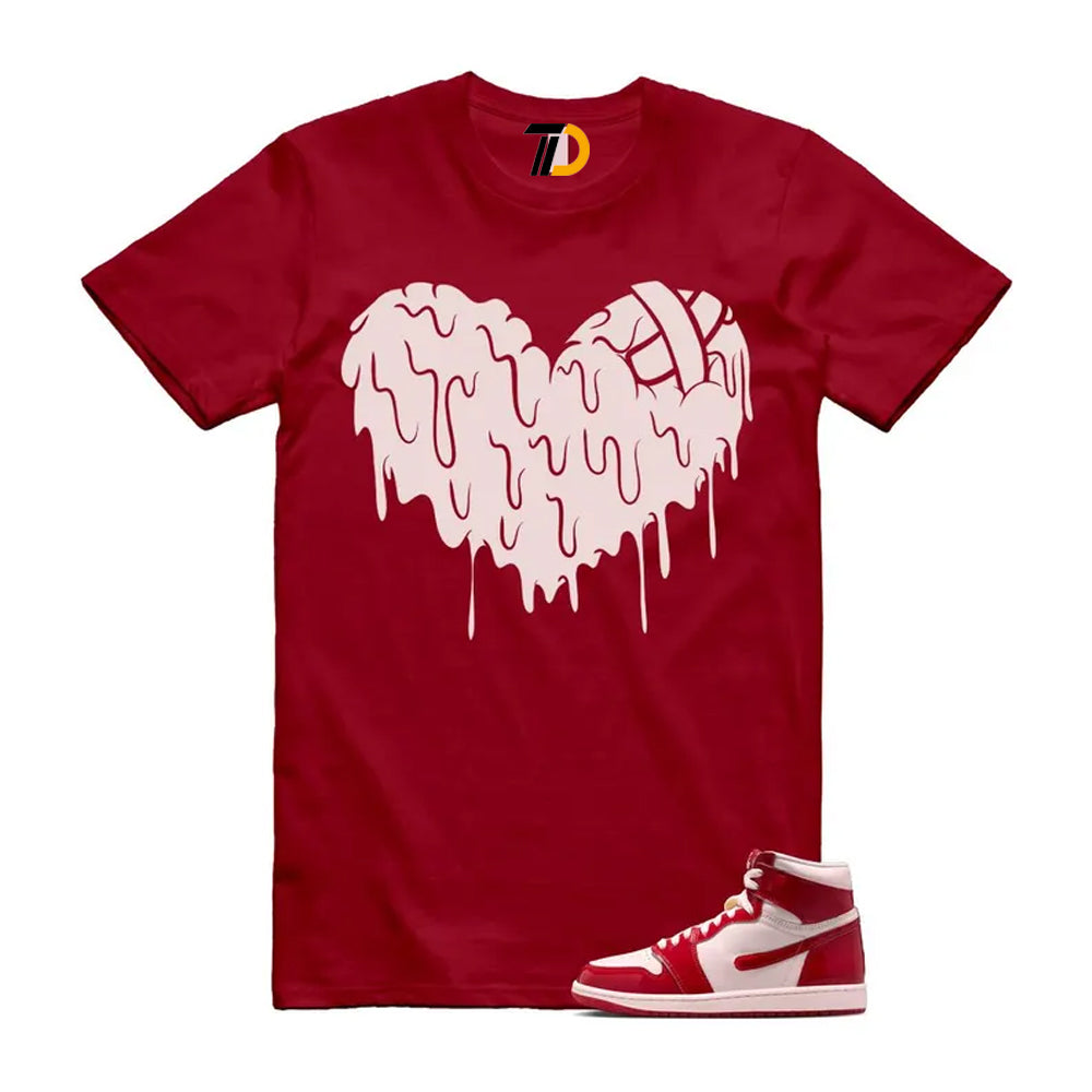 1 Nails & Grails University Red Light Soft Pink High Shirt To Match Drippy Heart T-Shirt 2026