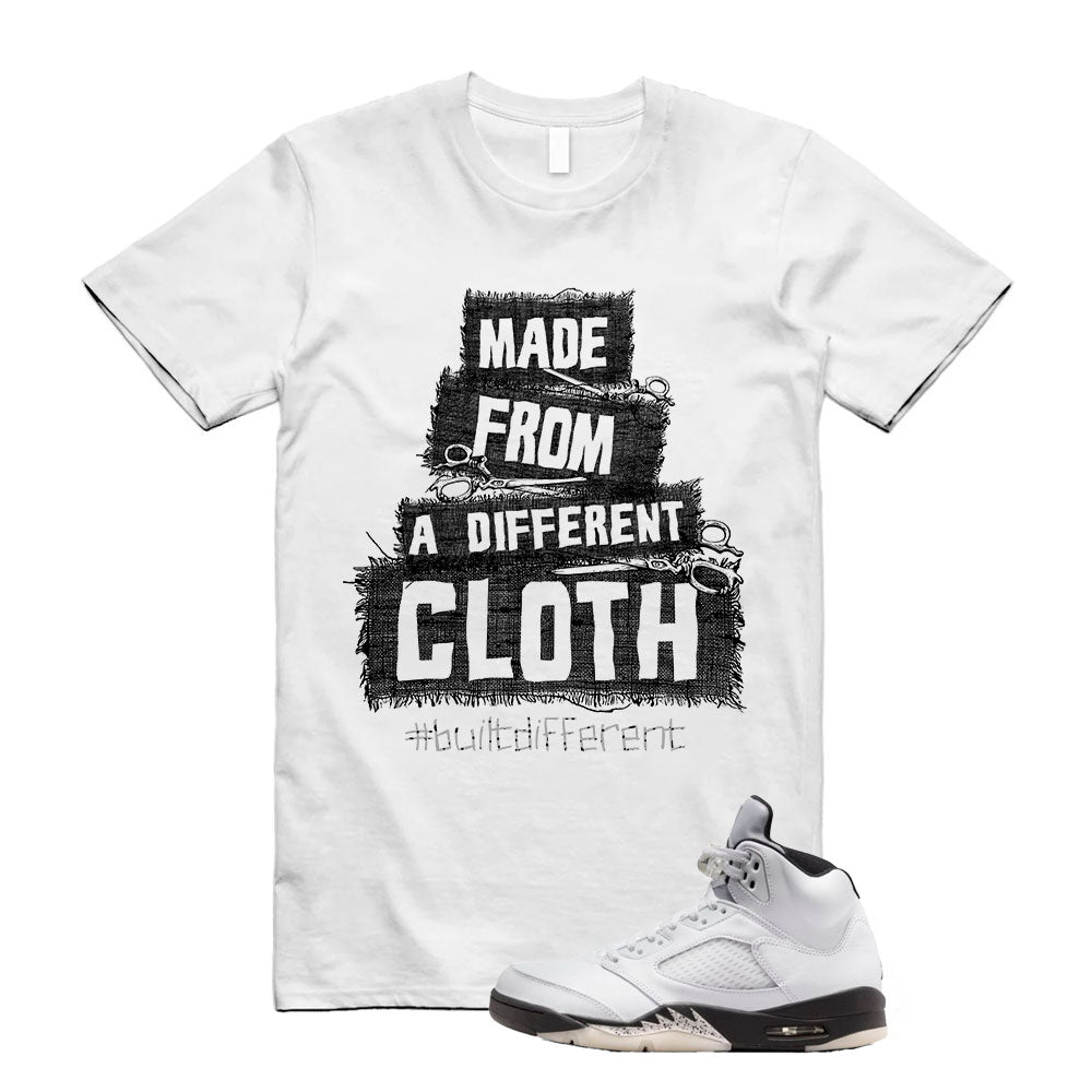 Air Jordan 5 Retro White Black Shirt to Match Made From a Different Cloth DD0587-110 Match Sneaker Tee