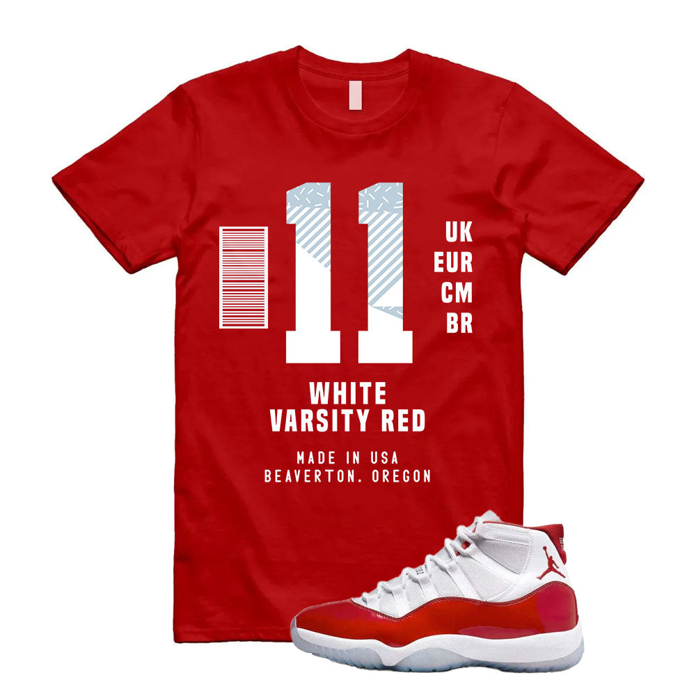 Jordan 11 Retro Cherry Shirt to Match White Varsity Red Label T-shirt