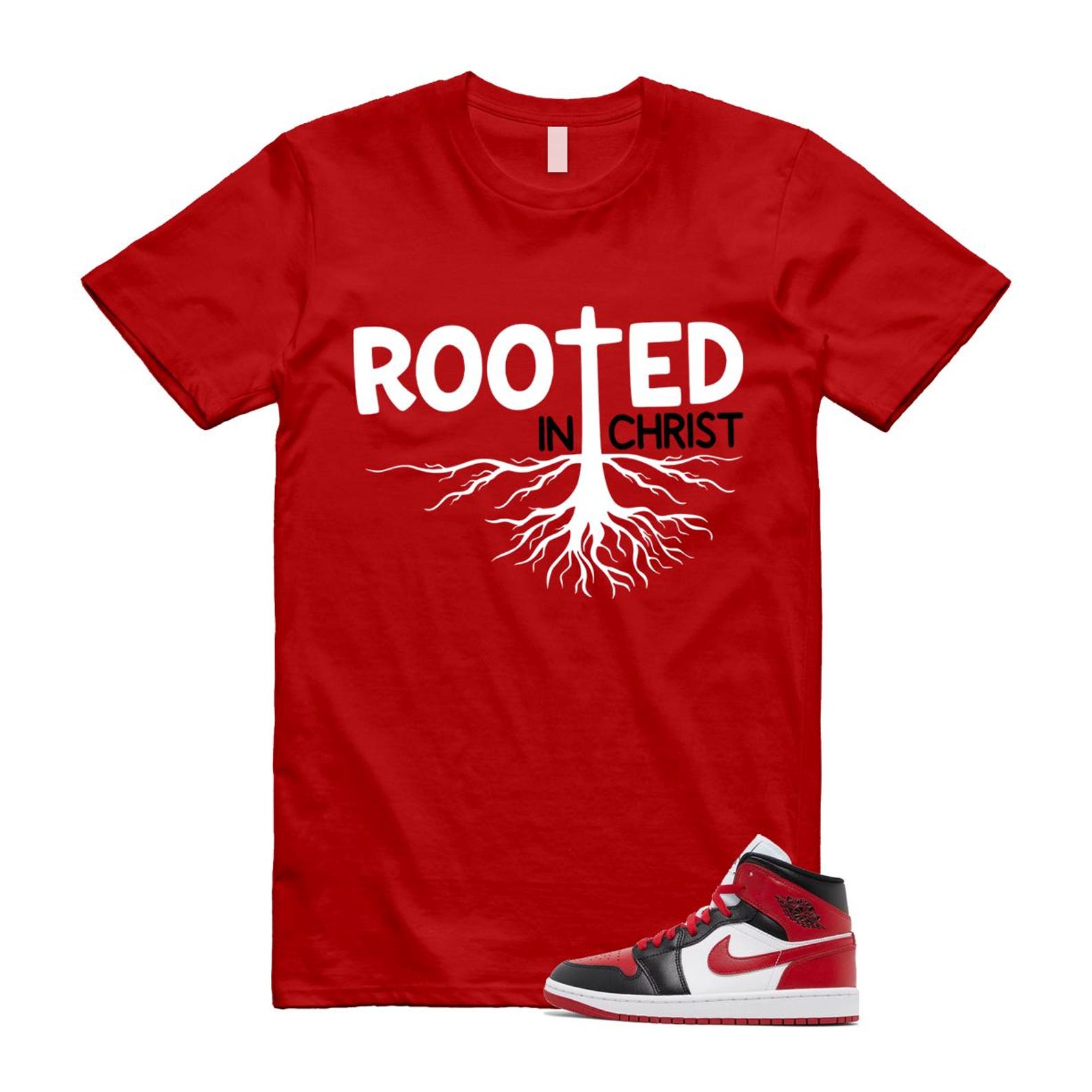 Alternate Bred Toe Gym Red Black White Mid Shirt To Match Rooted T-Shirt 2022