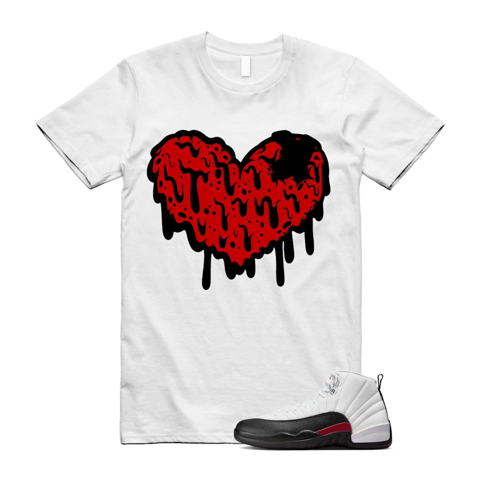 12 Taxi Flip White Gym Red Black Shirt To Match Drippy Heart T-Shirt 2024
