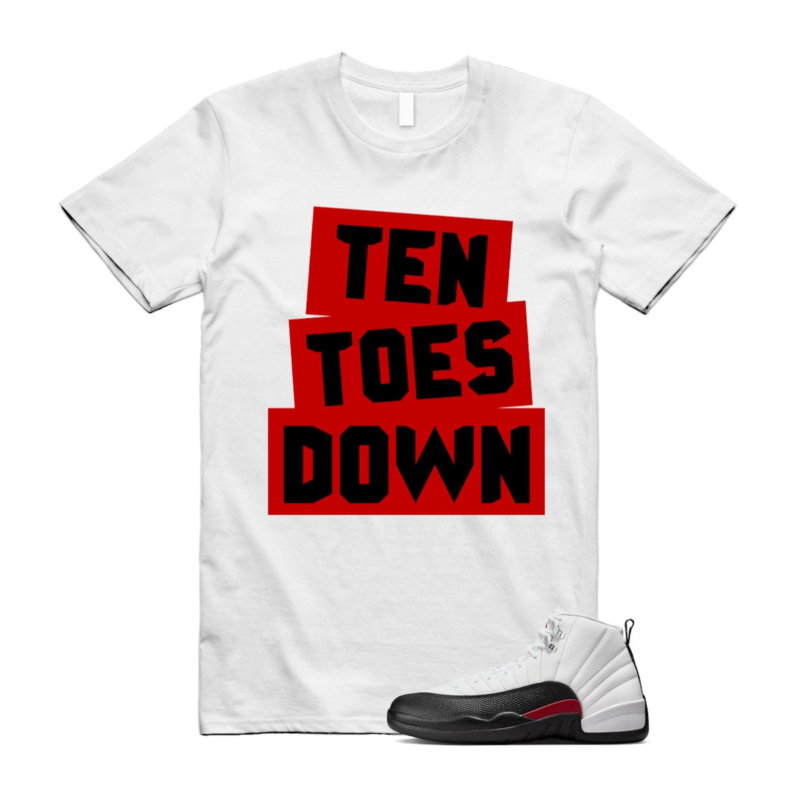 12 Taxi Flip White Gym Red Black Shirt To Match Ten Toes Down T-Shirt 2024