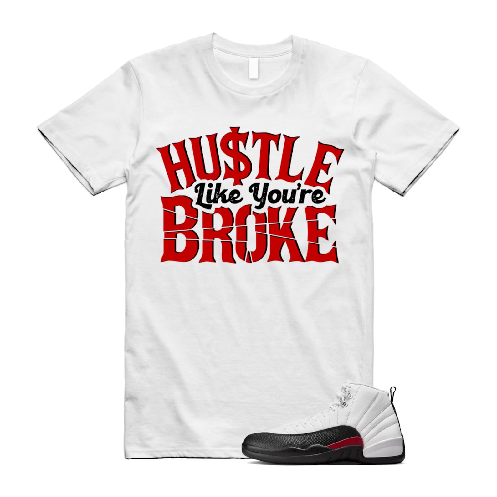 12 Taxi Flip White Gym Red Black Shirt To Match Broke T-Shirt 2024