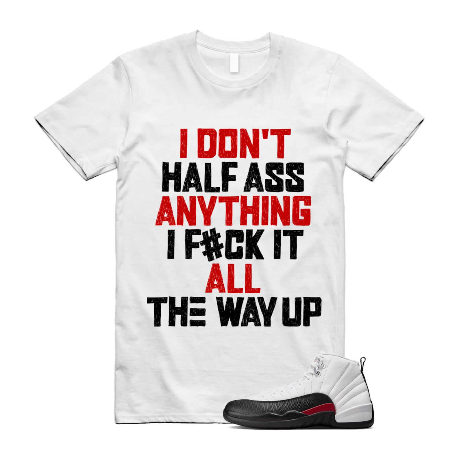 12 Taxi Flip White Gym Red Black Shirt To Match Half T-Shirt 2024