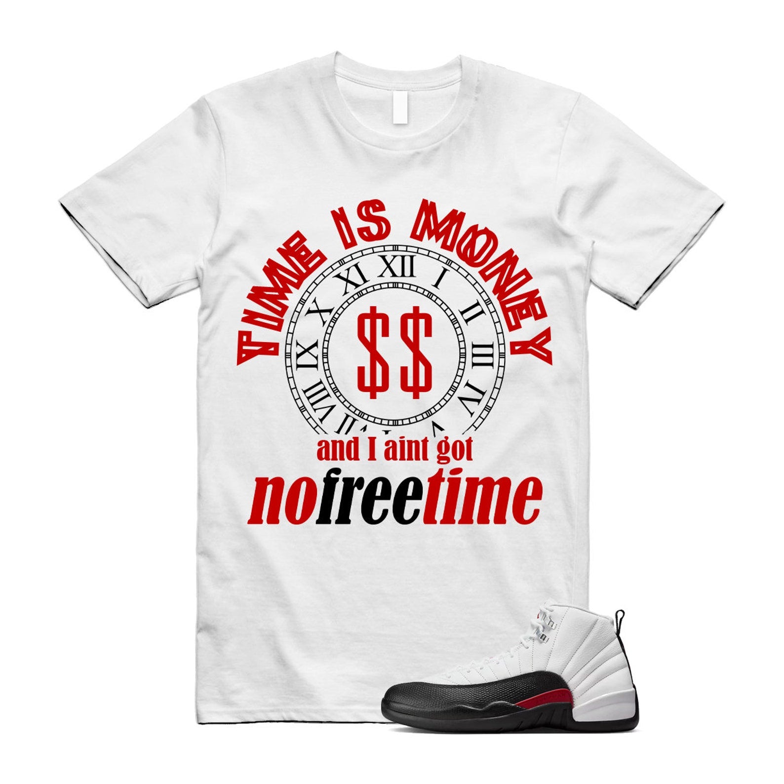 12 Taxi Flip White Gym Red Black Shirt Match Free Time T-Shirt 2024
