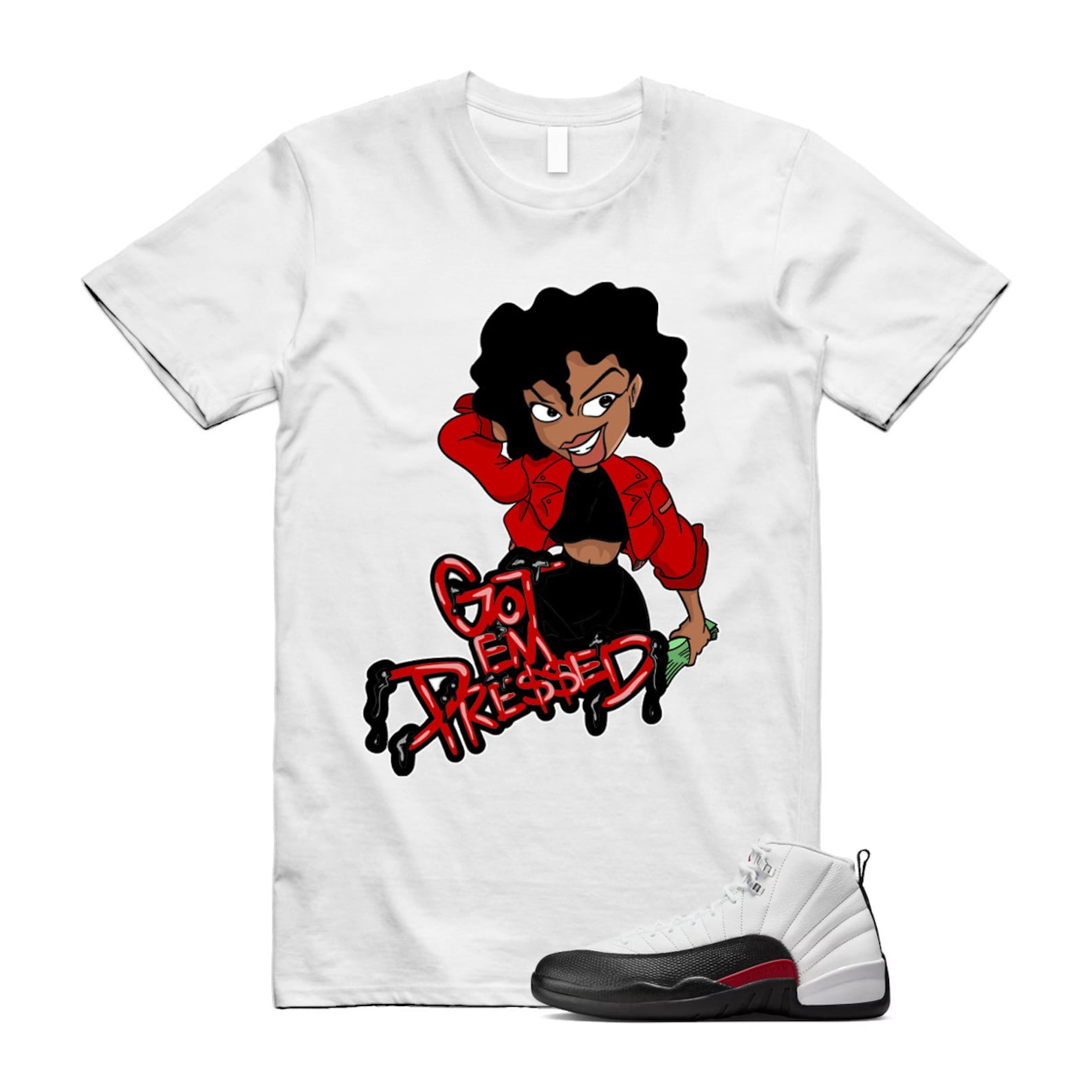 12 Taxi Flip White Gym Red Black Shirt To Match Pressed T-Shirt 2024