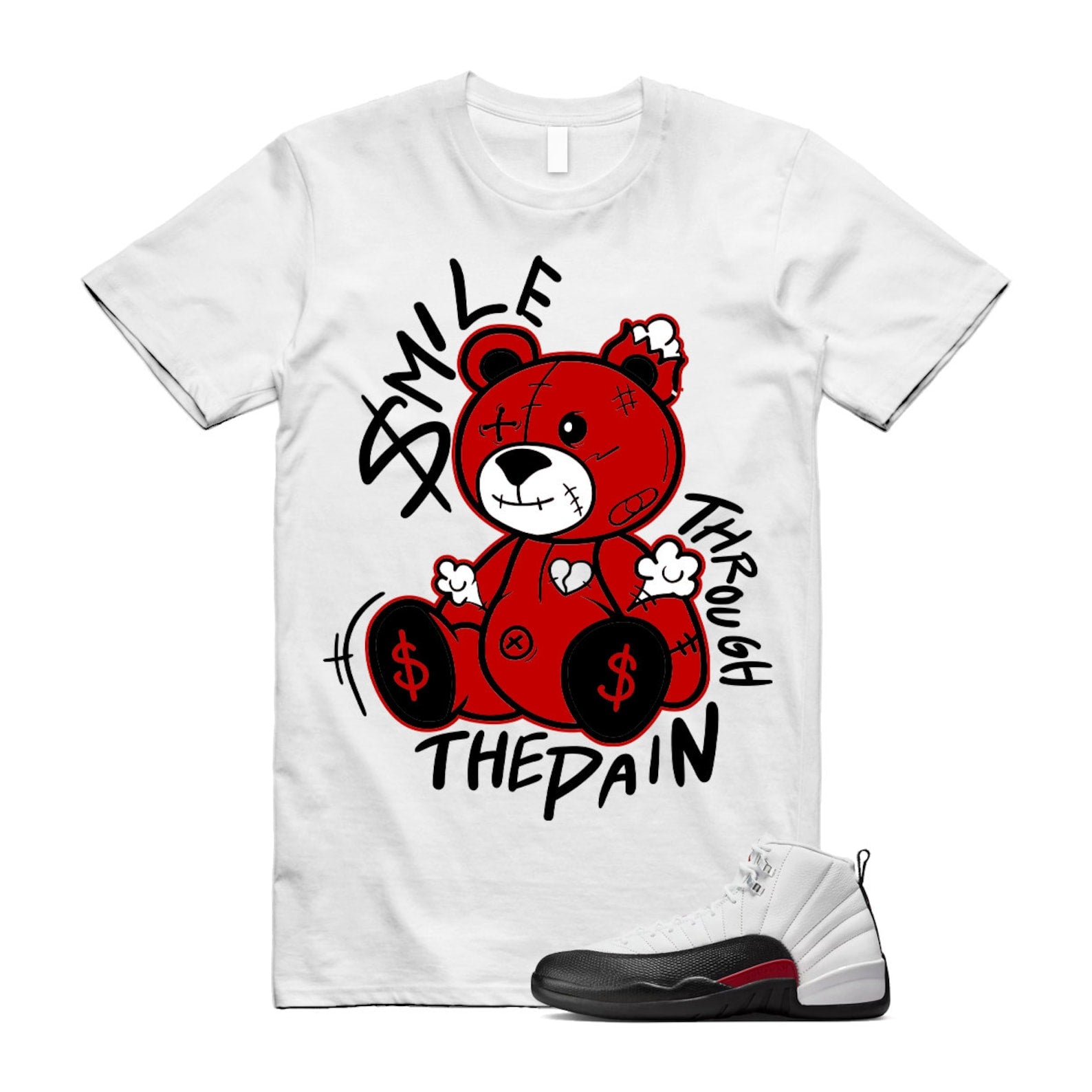 12 Taxi Flip White Gym Red Black Shirt To Match Smile Through The Pain T-Shirt 2024