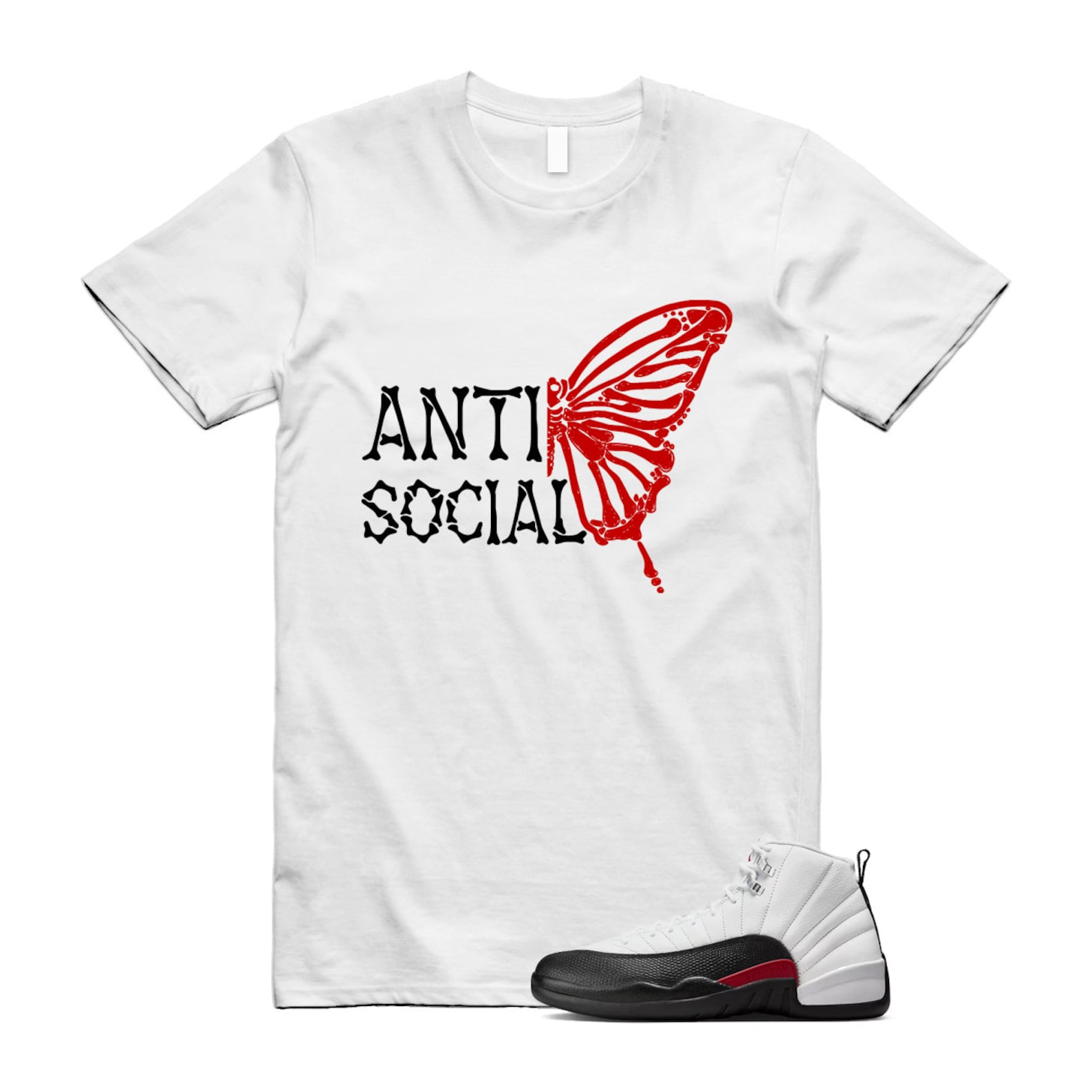 12 Taxi Flip White Gym Red Black Shirt To Match Anti Social Butterfly T-Shirt 2024