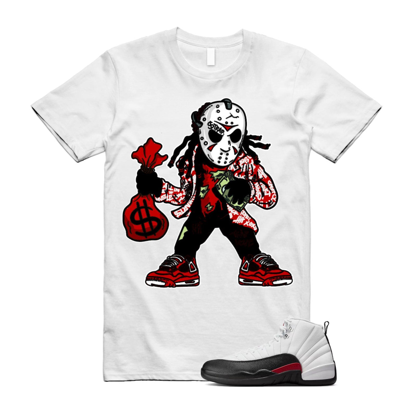 12 Taxi Flip White Gym Red Black Shirt To Match Jason T-Shirt 2024