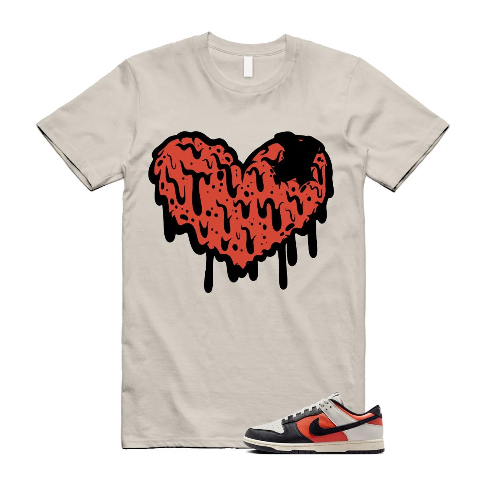 Dunk Vintage Coral Pale Ivory Phantom Black Low Shirt To Match Drippy Heart T-Shirt 2024