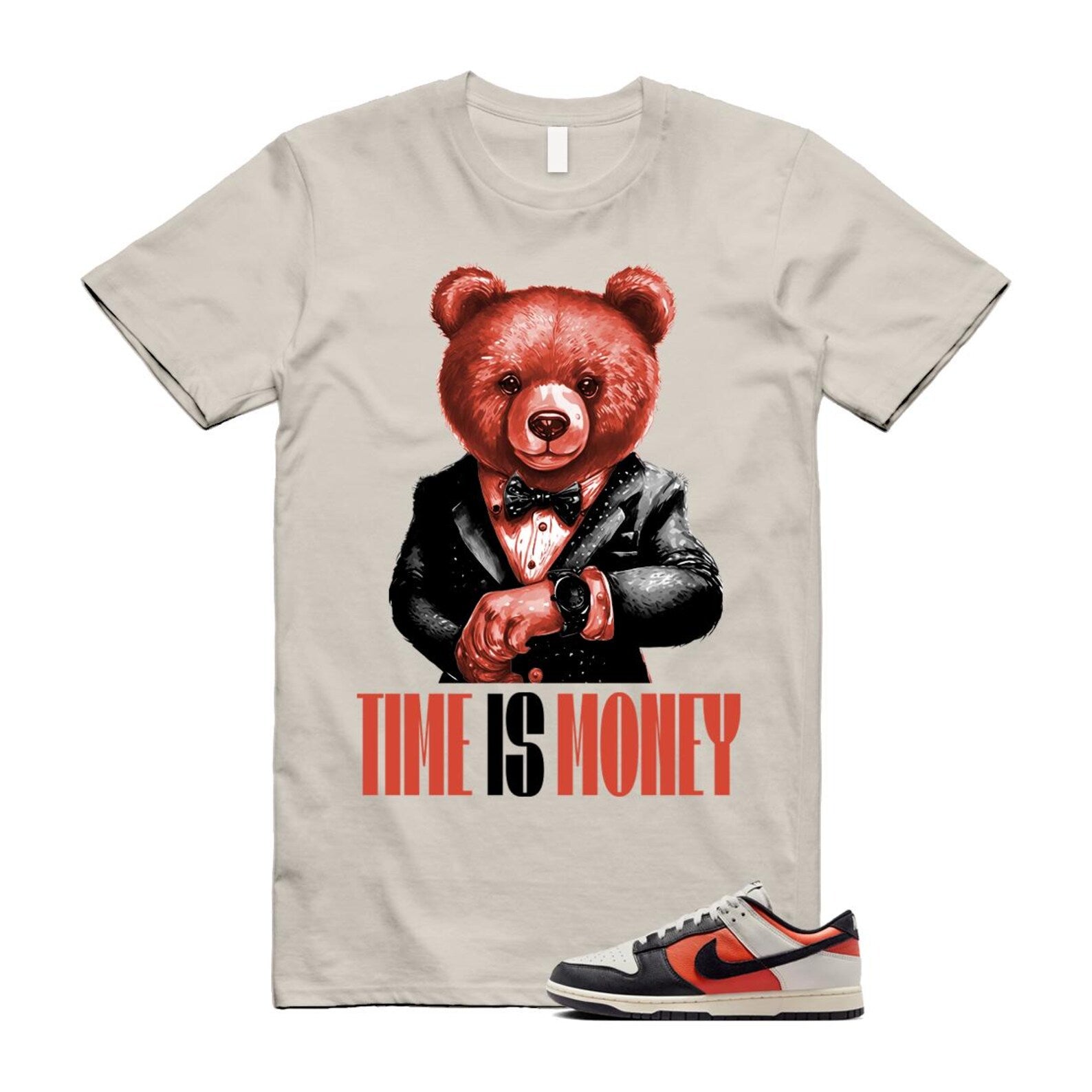 Dunk Vintage Coral Pale Ivory Phantom Black Low Shirt To Match Time Is Money T-Shirt 2024