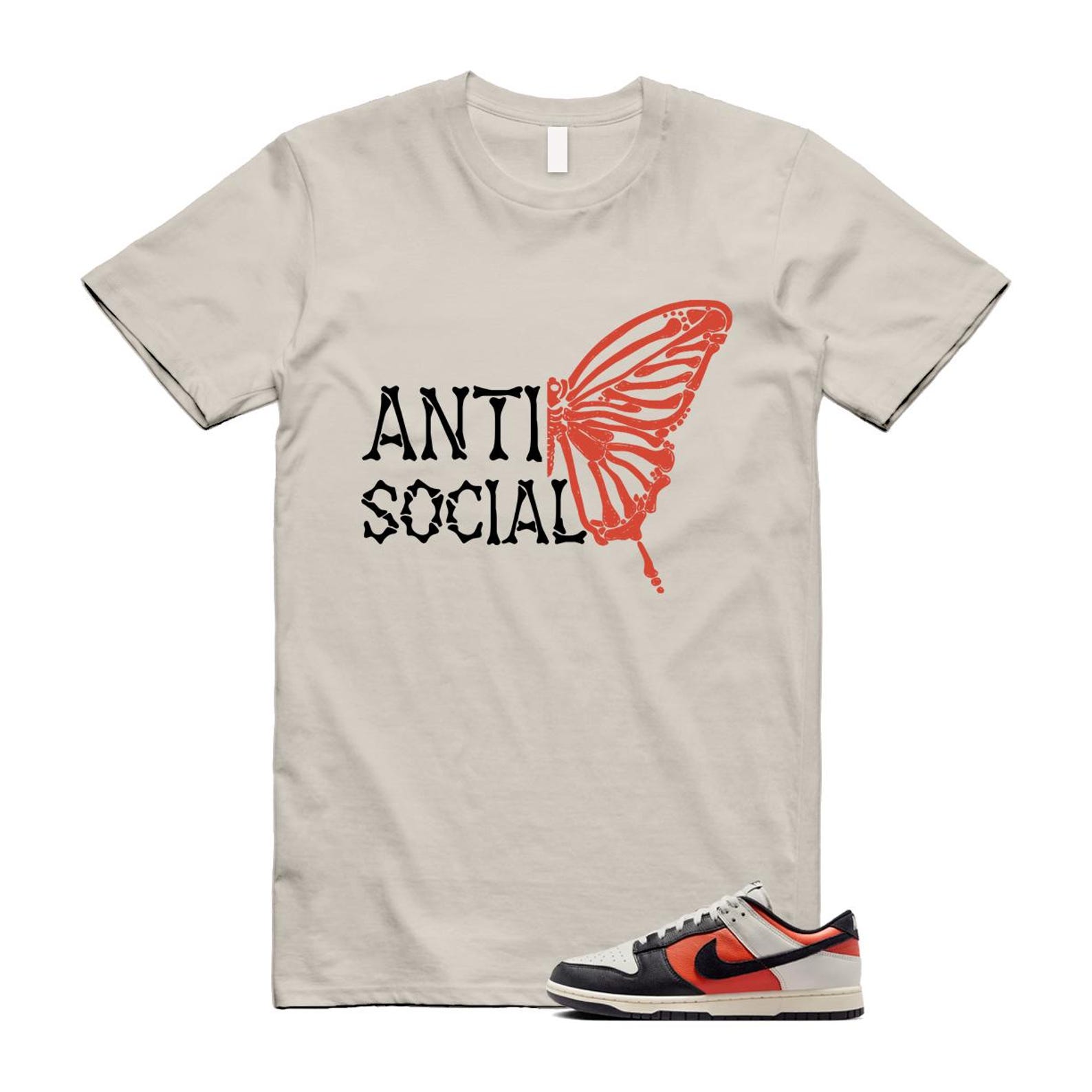 Dunk Vintage Coral Pale Ivory Phantom Black Low Shirt To Match Anti Social Butterfly T-Shirt 2024