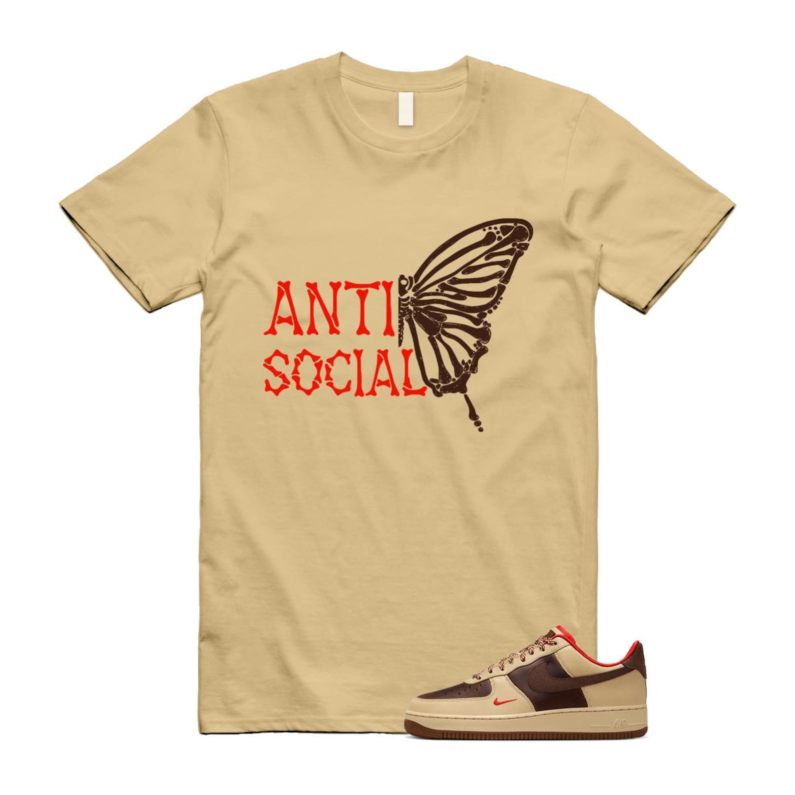 Air Force 1 Low '07 Light British Tan Shirt To Match Anti Social Butterfly T-Shirt 2024