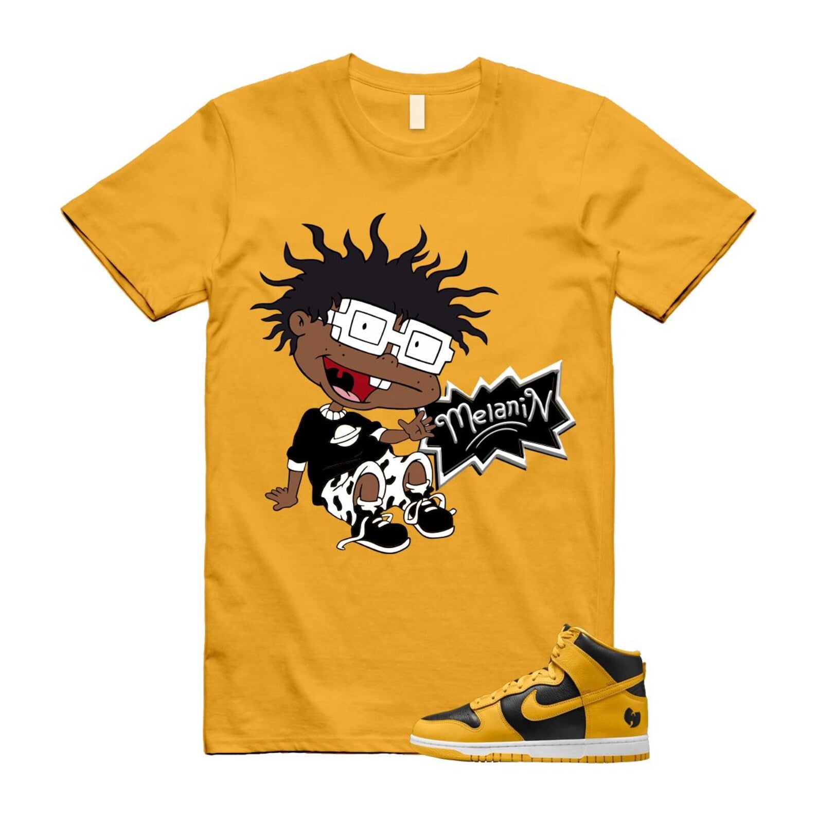 Dunk Tang Black Pollen White Yellow Gold High Shirt To Match Melanin T-Shirt 2024